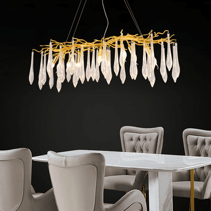 Agnes Aluminum Branch Crystal Chandelier For Dining Room - Zelno Lighting