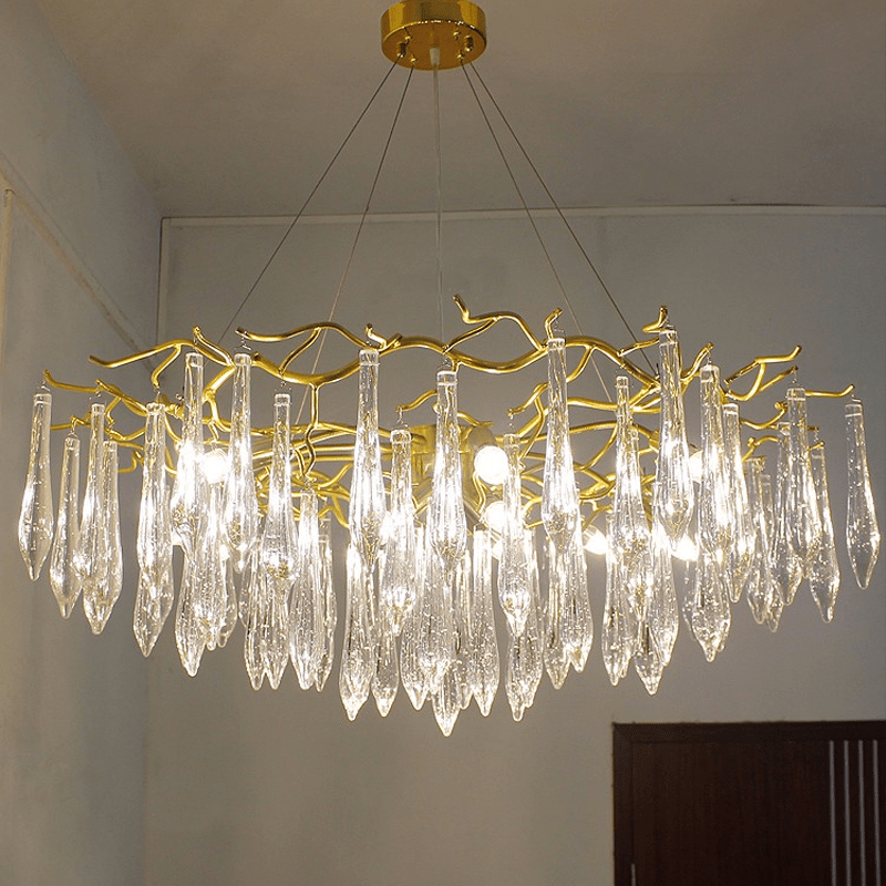 Agnes Aluminum Branch Crystal Chandelier - Zelno Lighting