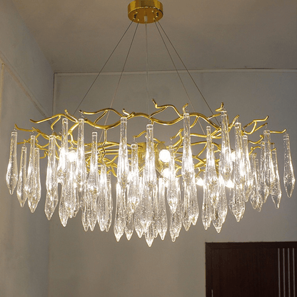 Agnes Aluminum Branch Crystal Chandelier - Zelno Lighting