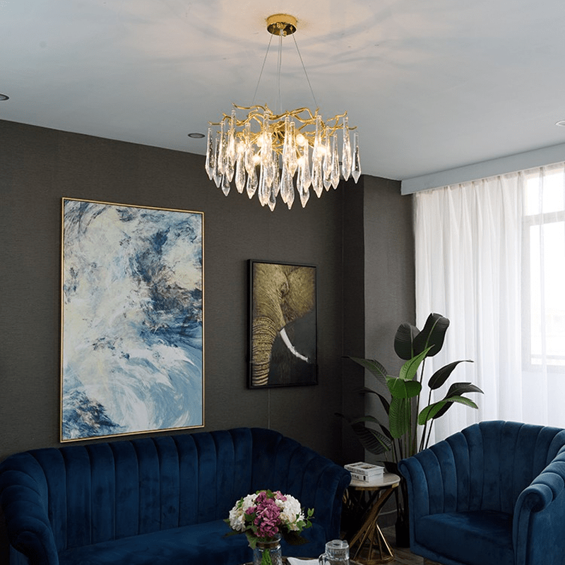 Agnes Aluminum Branch Crystal Chandelier - Zelno Lighting