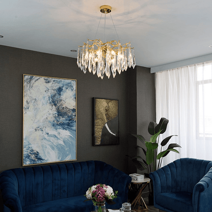 Agnes Aluminum Branch Crystal Chandelier - Zelno Lighting