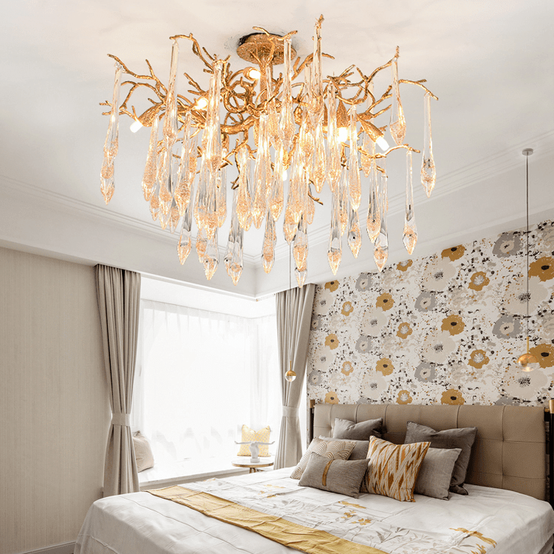 Agnes Brass Branch Crystal Ceiling Light - Zelno Lighting