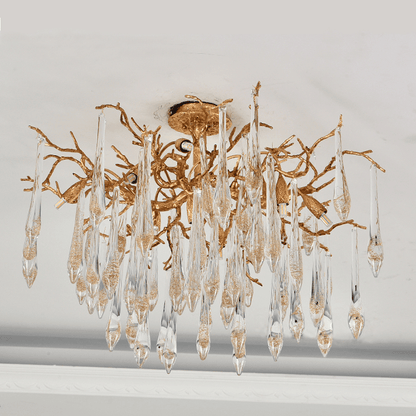 Agnes Brass Branch Crystal Ceiling Light - Zelno Lighting