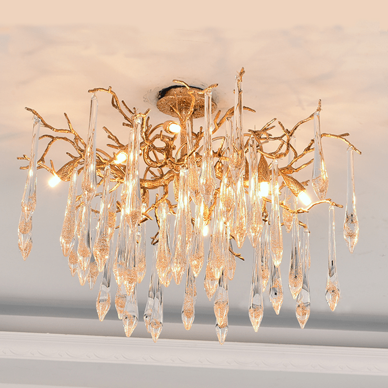 Agnes Brass Branch Crystal Ceiling Light - Zelno Lighting