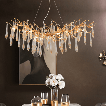 Agnes Brass Branch Crystal Chandelier For Dining Room - Zelno Lighting