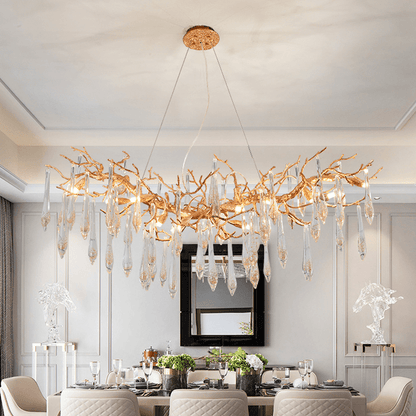Agnes Brass Branch Crystal Chandelier For Dining Room - Zelno Lighting