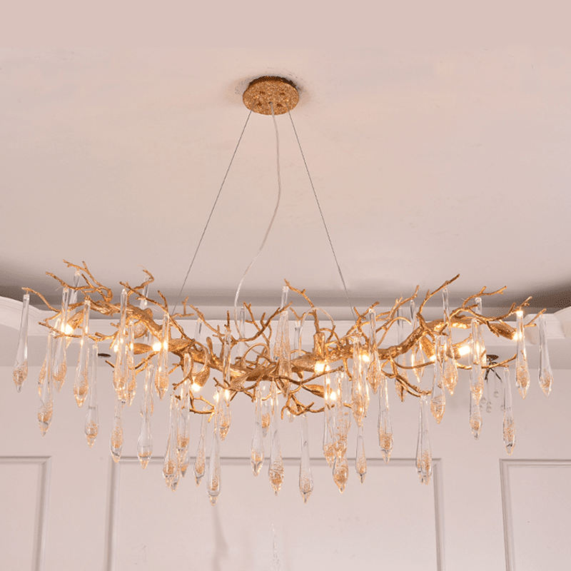 Agnes Brass Branch Crystal Chandelier For Dining Room - Zelno Lighting