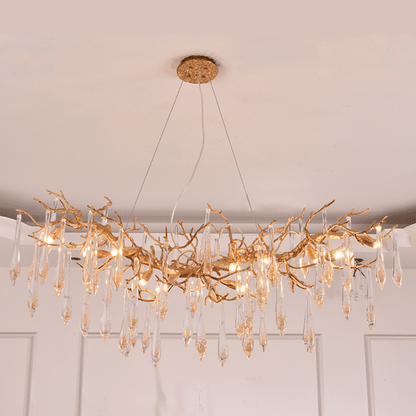 Agnes Brass Branch Crystal Chandelier For Dining Room - Zelno Lighting