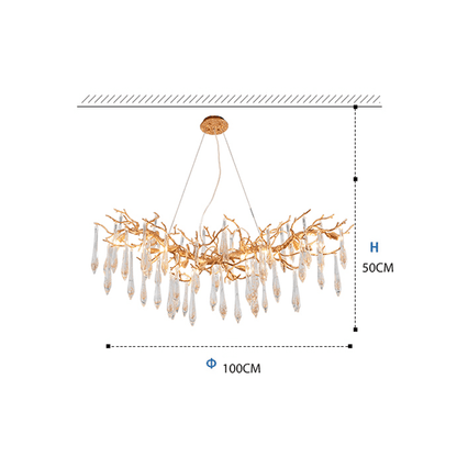 Agnes Brass Branch Crystal Chandelier For Dining Room - Zelno Lighting
