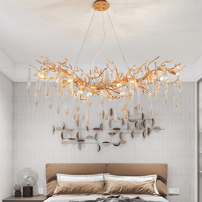 Agnes Brass Branch Crystal Chandelier For Dining Room - Zelno Lighting