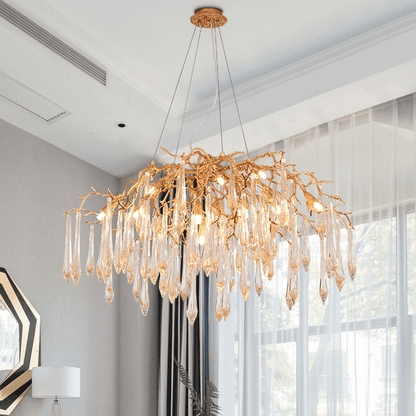 Agnes Brass Branch Crystal Chandelier - Zelno Lighting
