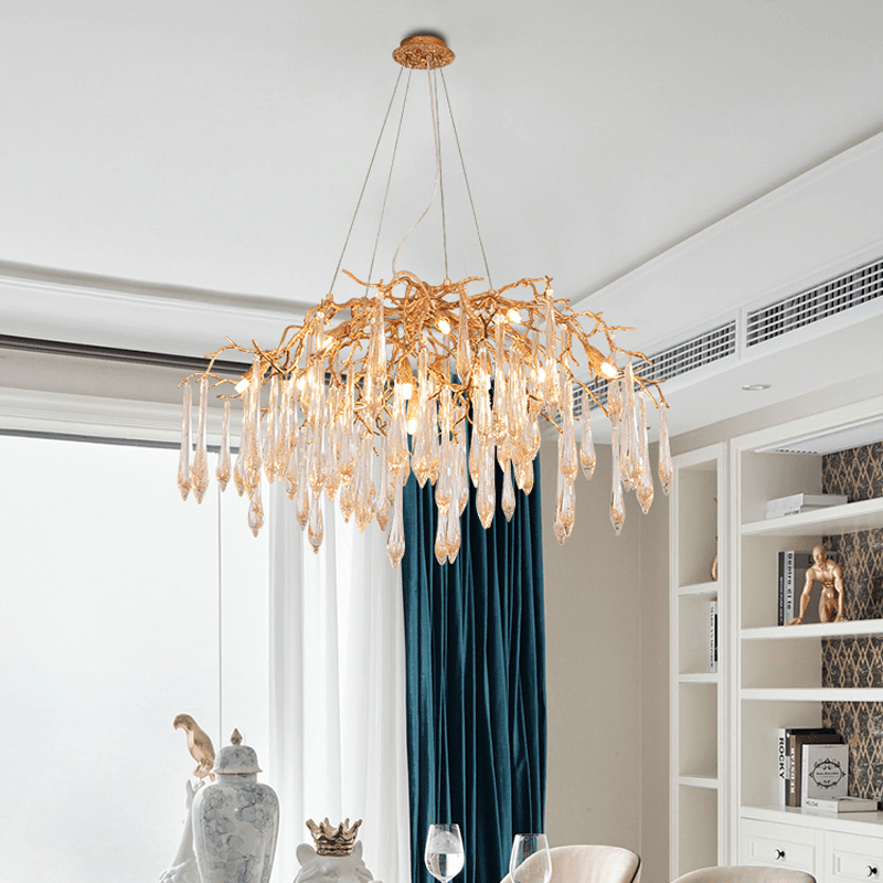 Agnes Brass Branch Crystal Chandelier - Zelno Lighting