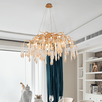Agnes Brass Branch Crystal Chandelier - Zelno Lighting