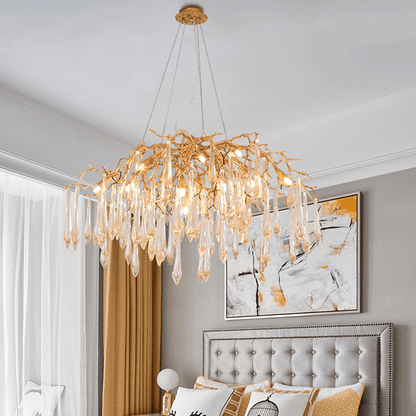 Agnes Brass Branch Crystal Chandelier - Zelno Lighting