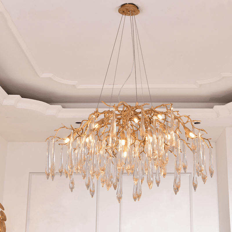 Agnes Brass Branch Crystal Chandelier - Zelno Lighting