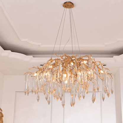 Agnes Brass Branch Crystal Chandelier - Zelno Lighting