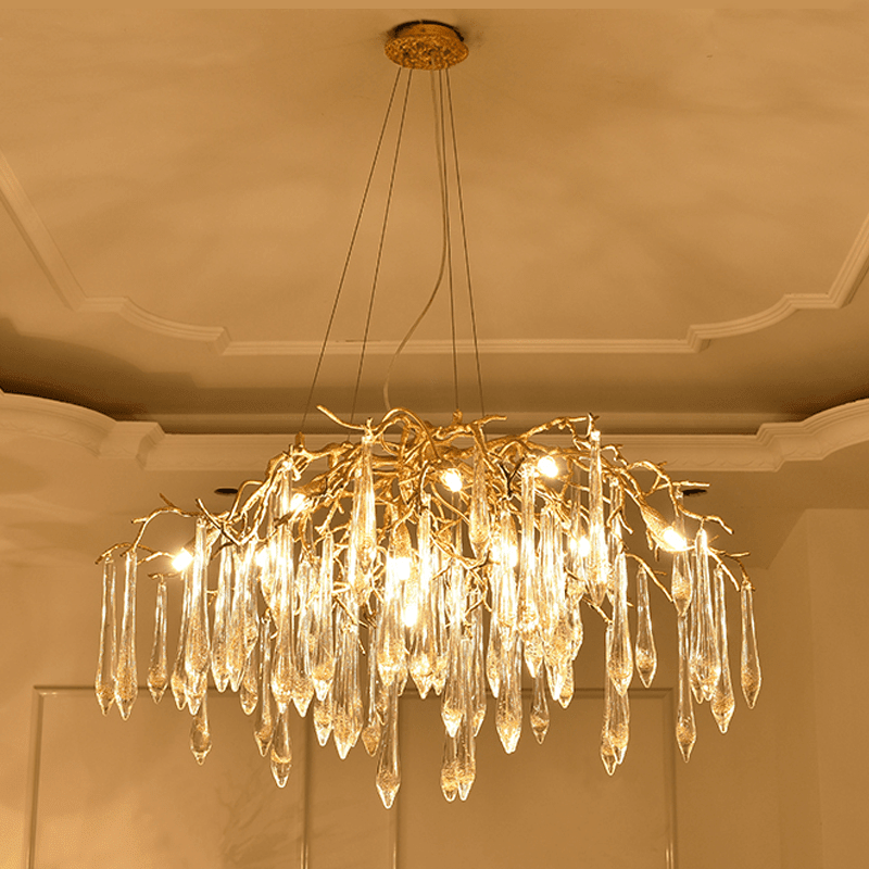 Agnes Brass Branch Crystal Chandelier - Zelno Lighting
