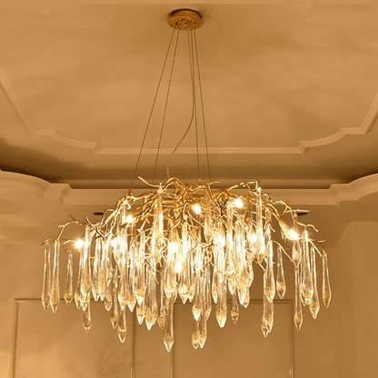 Agnes Brass Branch Crystal Chandelier - Zelno Lighting