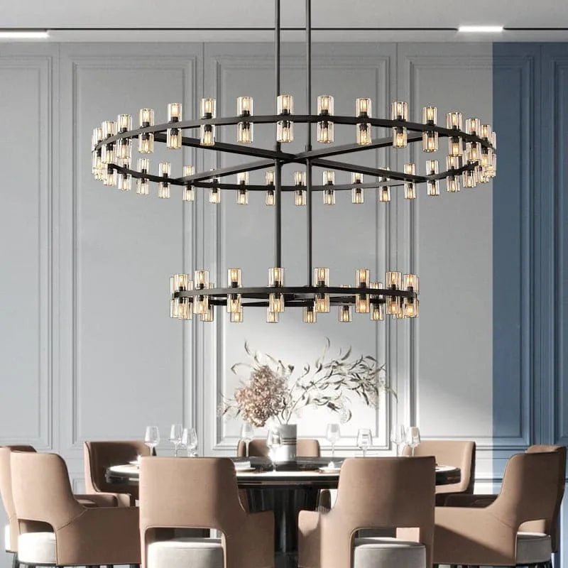 Akachon Round Two-Tier Chandelier 60" - Zelno Lighting