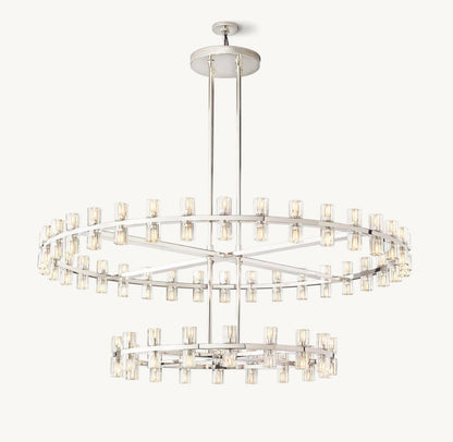 Akachon Round Two-Tier Chandelier 60" - Zelno Lighting