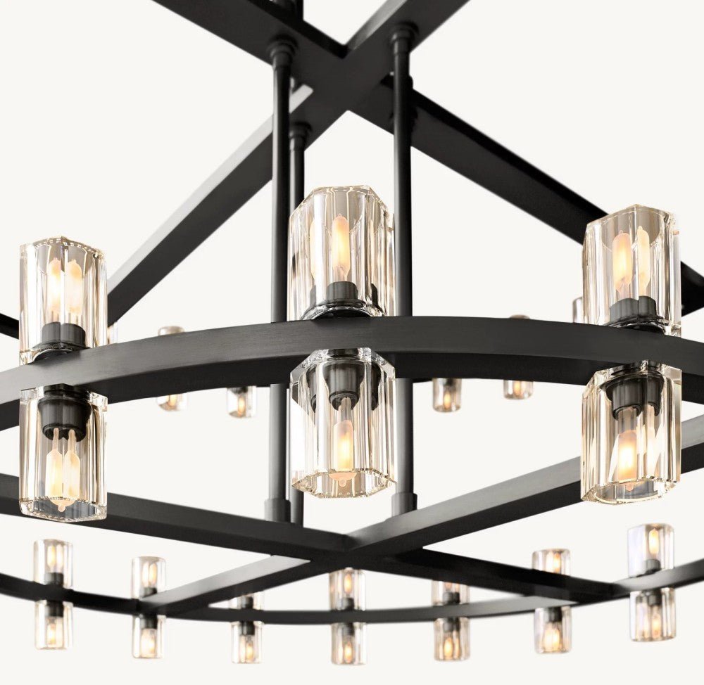 Akachon Round Two-Tier Chandelier 60" - Zelno Lighting