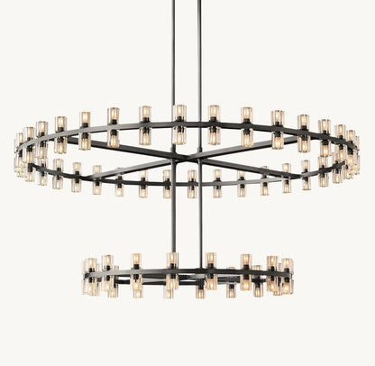 Akachon Round Two-Tier Chandelier 60" - Zelno Lighting