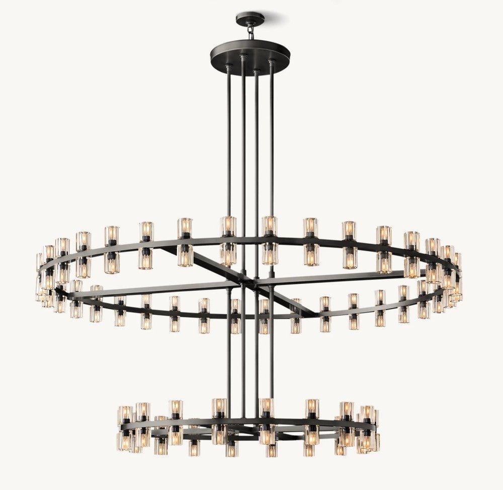 Akachon Round Two-Tier Chandelier 60" - Zelno Lighting