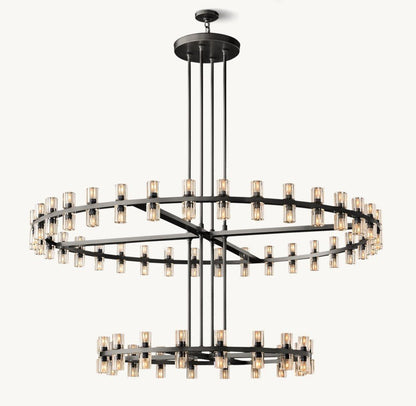 Akachon Round Two-Tier Chandelier 60" - Zelno Lighting