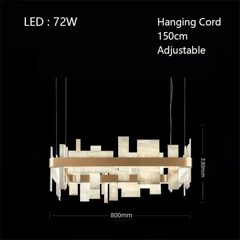 Alabaster Acropolis LED Square Chandelier - Zelno Lighting