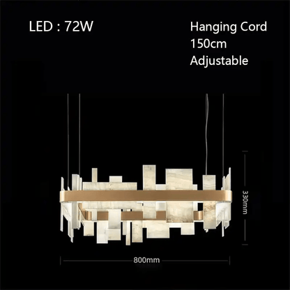 Alabaster Acropolis LED Square Chandelier - Zelno Lighting