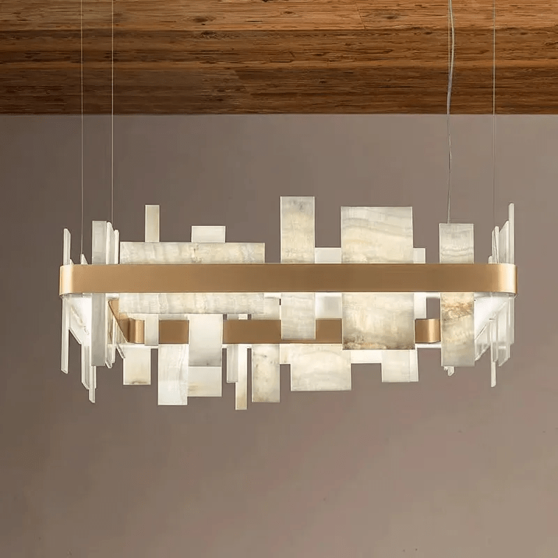 Alabaster Acropolis LED Square Chandelier - Zelno Lighting