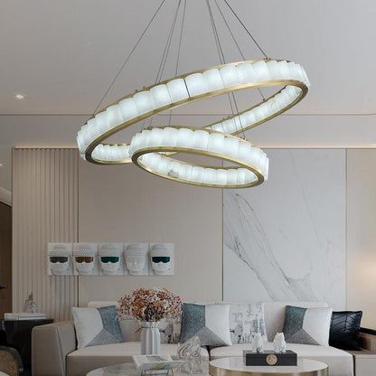 Alabaster Anne Circle Round Chandeliers - Zelno Lighting