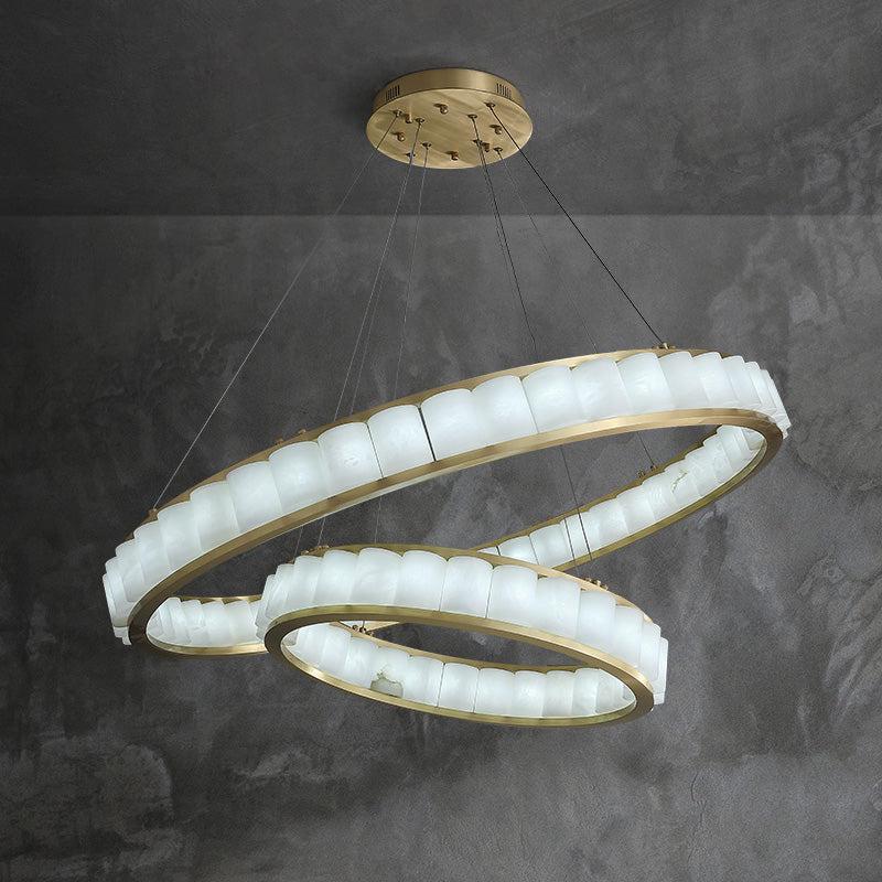 Alabaster Anne Circle Round Chandeliers - Zelno Lighting