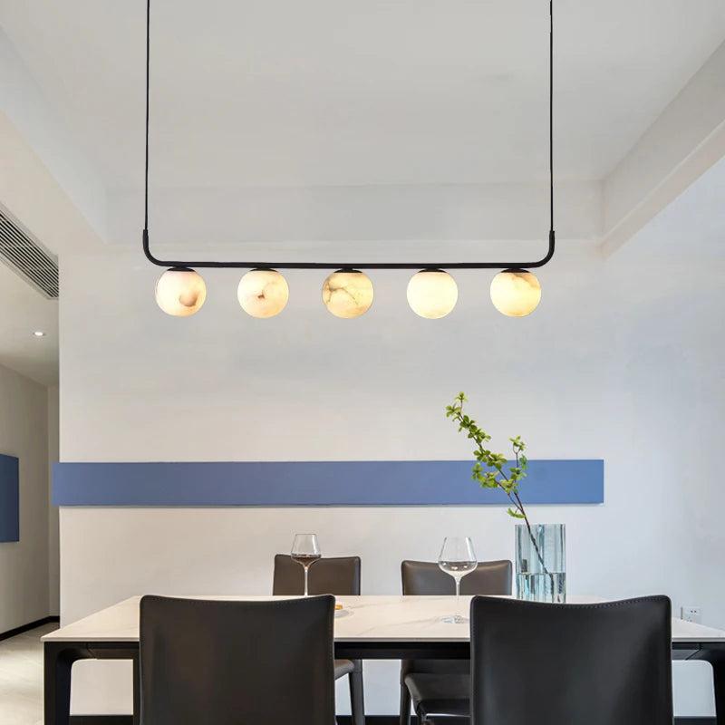 Alabaster Anne Island Chandelier 5 Lights - Zelno Lighting