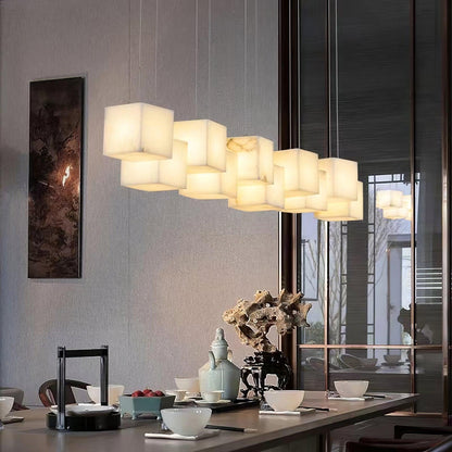 Alabaster Box Linear Chandelier - Zelno Lighting