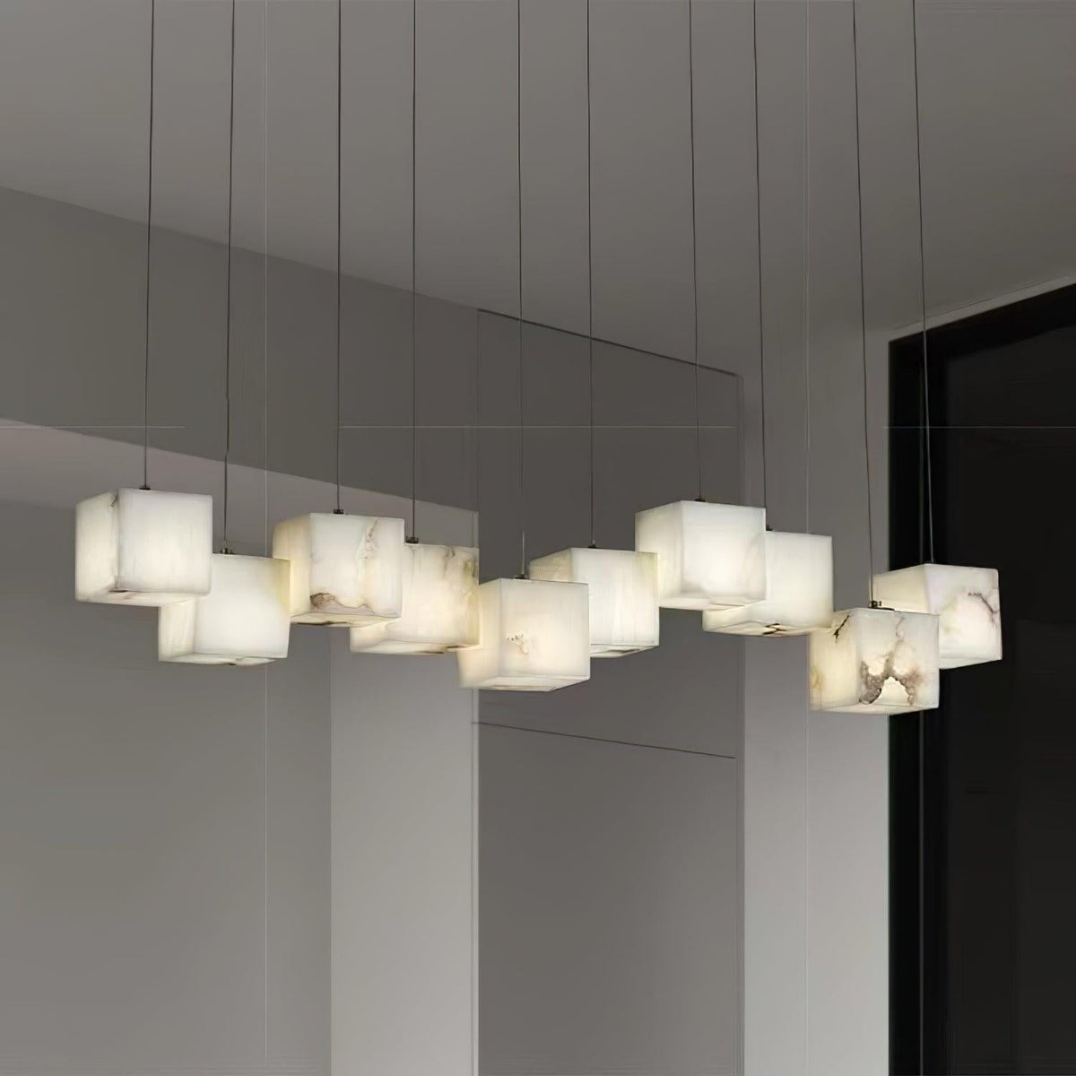 Alabaster Box Linear Chandelier - Zelno Lighting