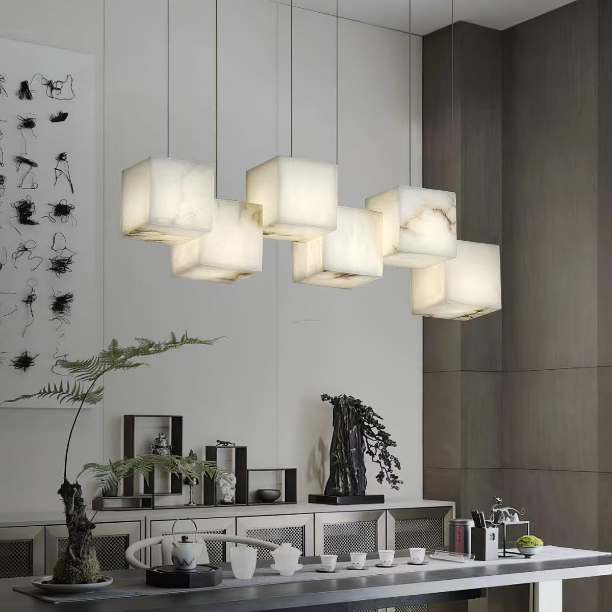 Alabaster Box Linear Chandelier - Zelno Lighting