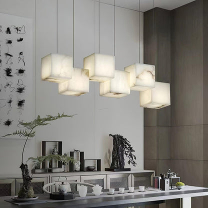 Alabaster Box Linear Chandelier - Zelno Lighting