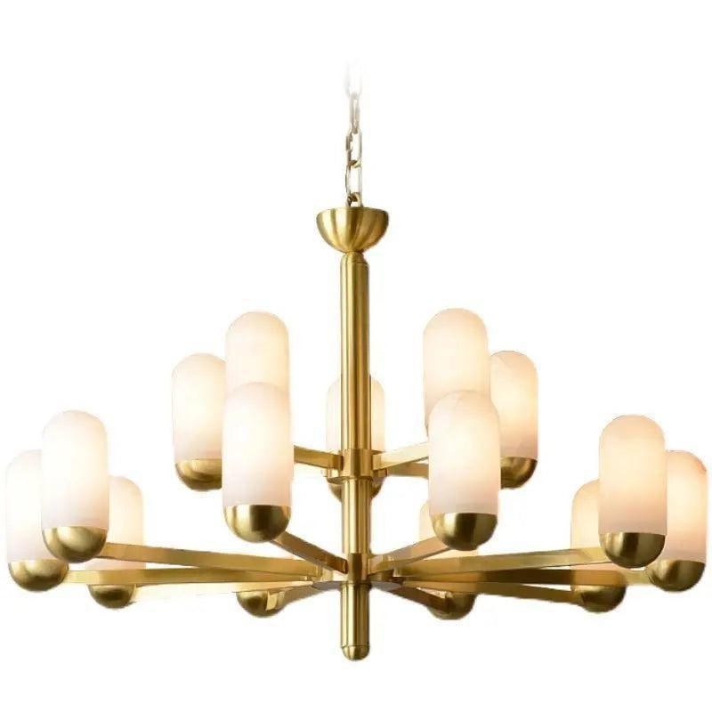 Alabaster Brass Chandelier Living Dining Lighting - Zelno Lighting