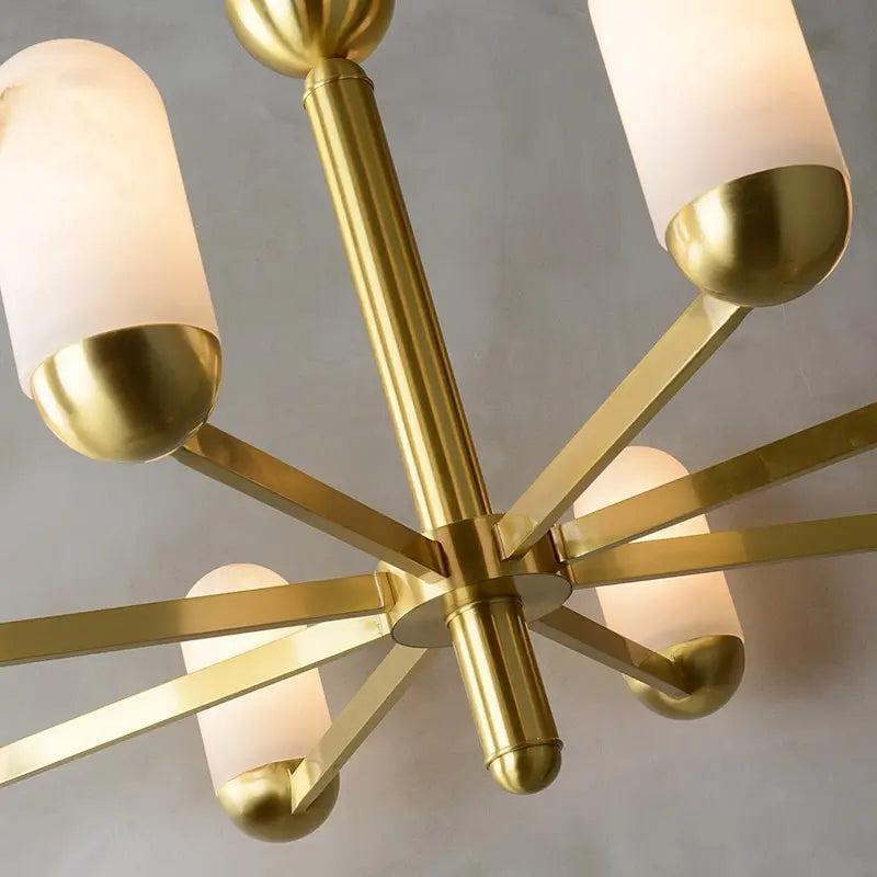 Alabaster Brass Chandelier Living Dining Lighting - Zelno Lighting