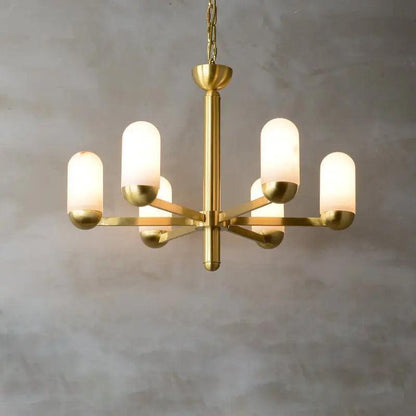Alabaster Brass Chandelier Living Dining Lighting - Zelno Lighting