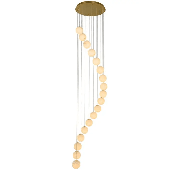 Alabaster Brass Modern Globe Spiral Chandelier - Zelno Lighting