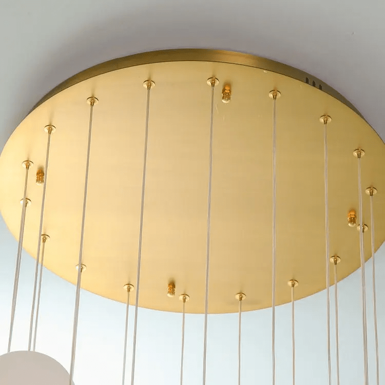 Alabaster Brass Modern Globe Spiral Chandelier - Zelno Lighting