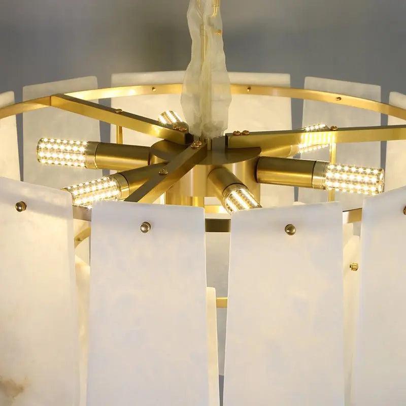 Alabaster Brass Multi-Layer Chandelier Lamp - Zelno Lighting