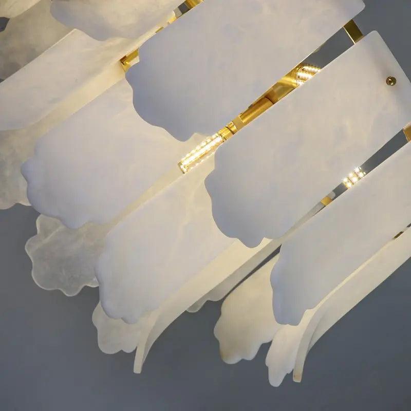 Alabaster Brass Multi-Layer Chandelier Lamp - Zelno Lighting