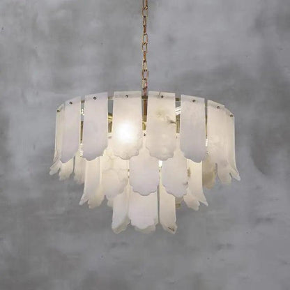 Alabaster Brass Multi-Layer Chandelier Lamp - Zelno Lighting