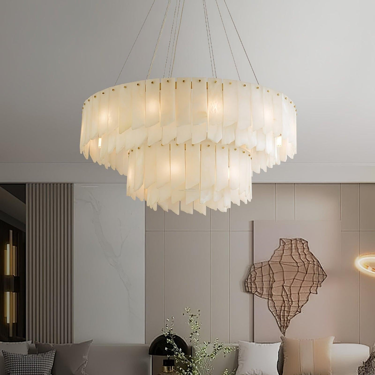 Alabaster Cascade Tiered Chandelier 27.6 - Zelno Lighting