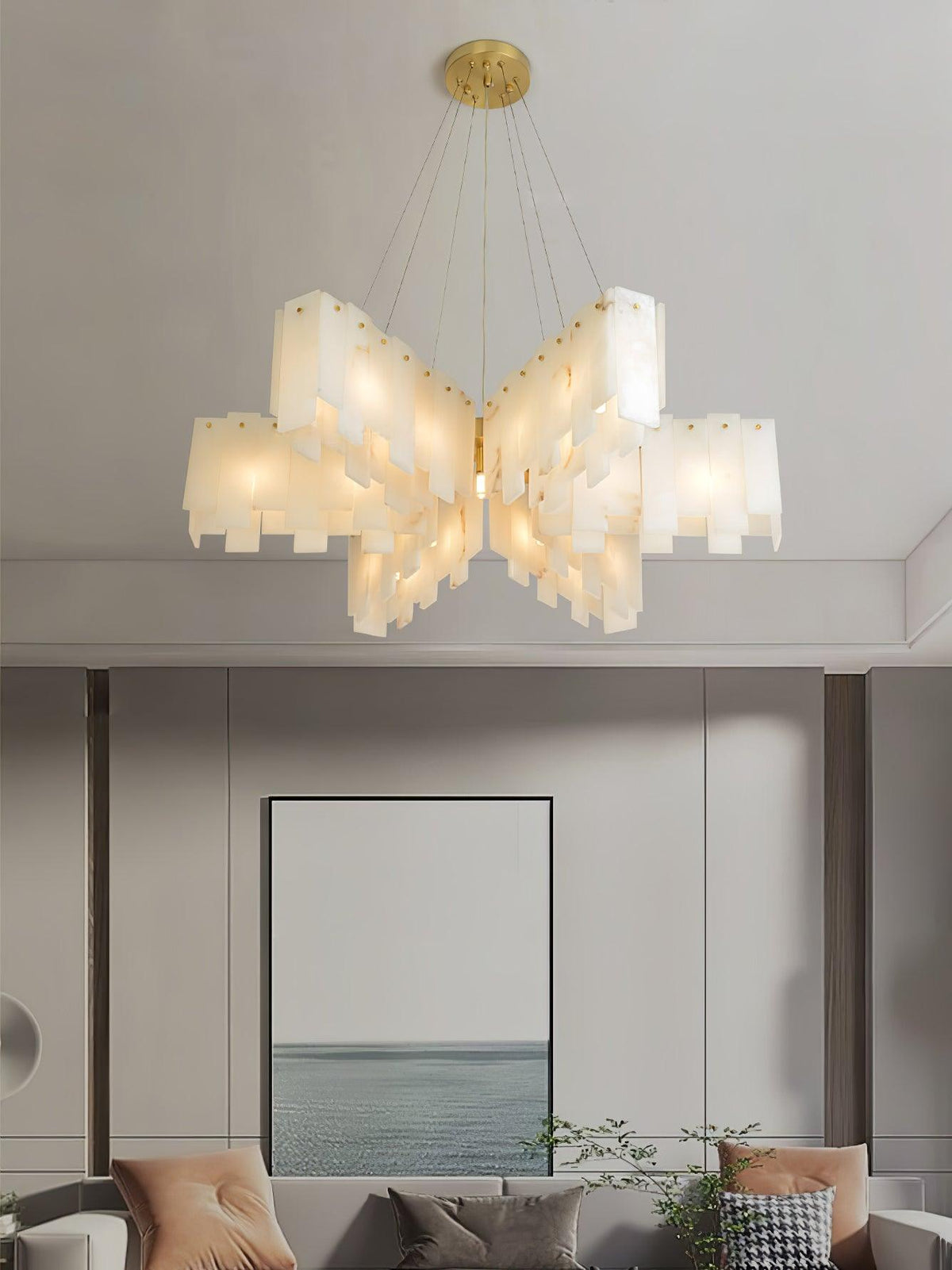 Alabaster Cascade Tiered Chandelier - Zelno Lighting