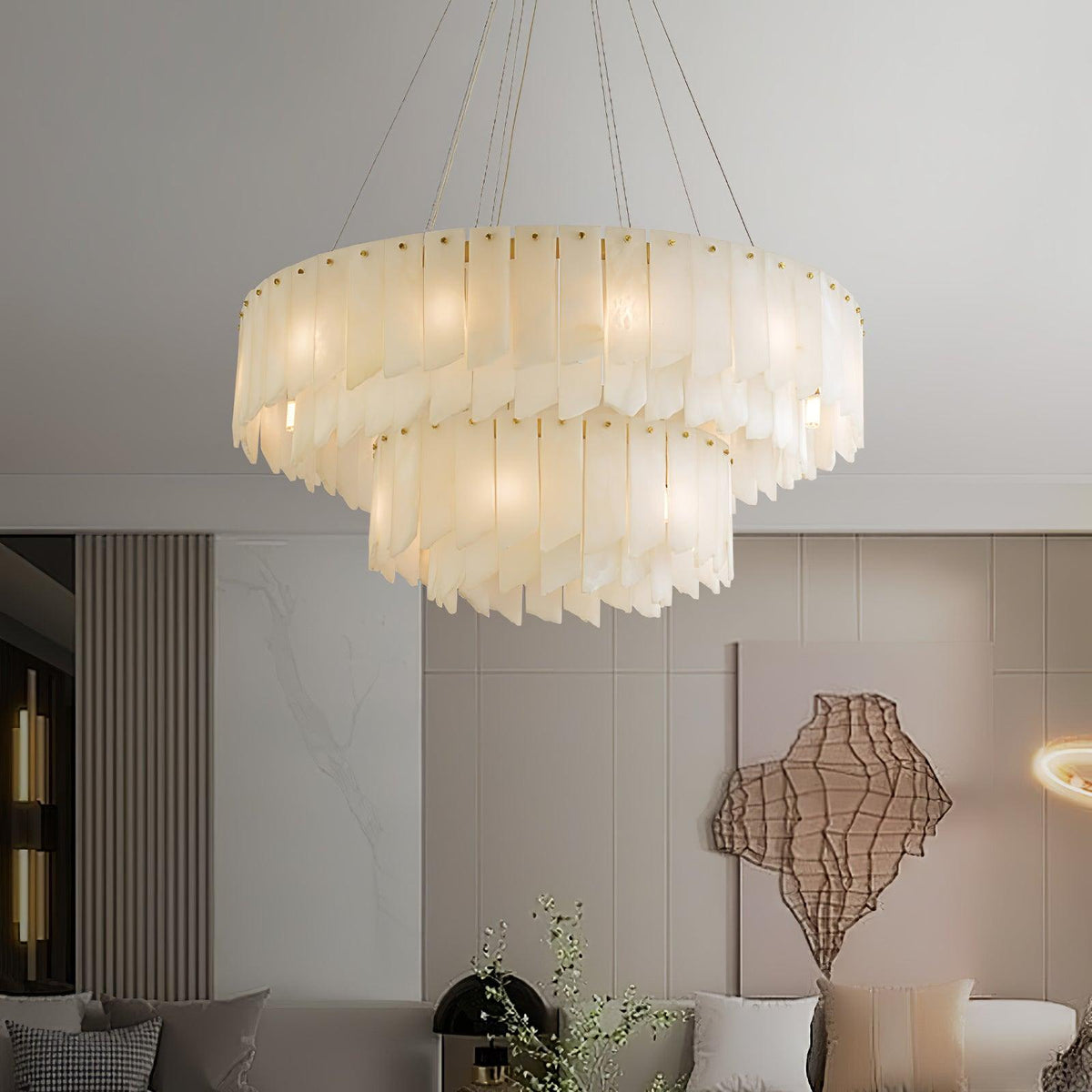Alabaster Cascade Tiered Chandelier - Zelno Lighting