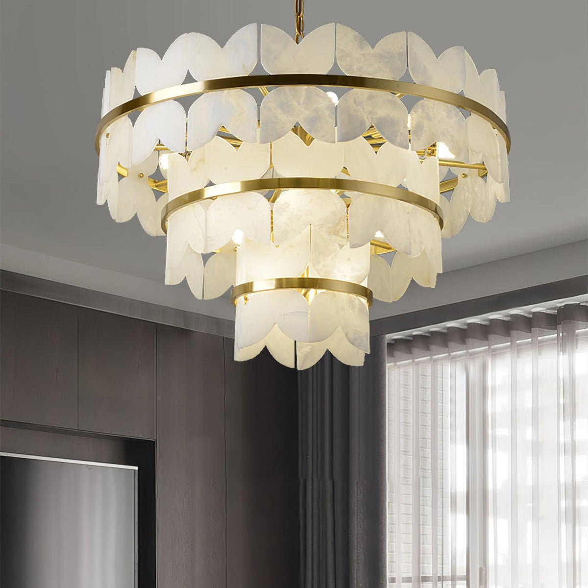 Alabaster Cloudscape Chandelier with 1/2 layer - Zelno Lighting